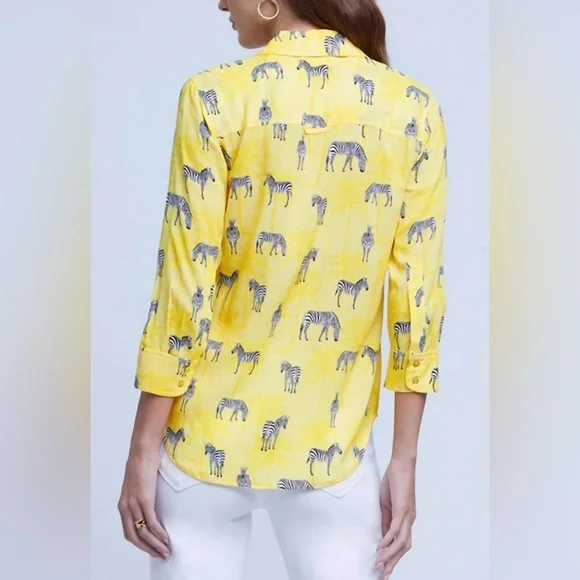 L'Agence Camille Zebra Blouse in Yellow NWOT - Picture 2 of 5